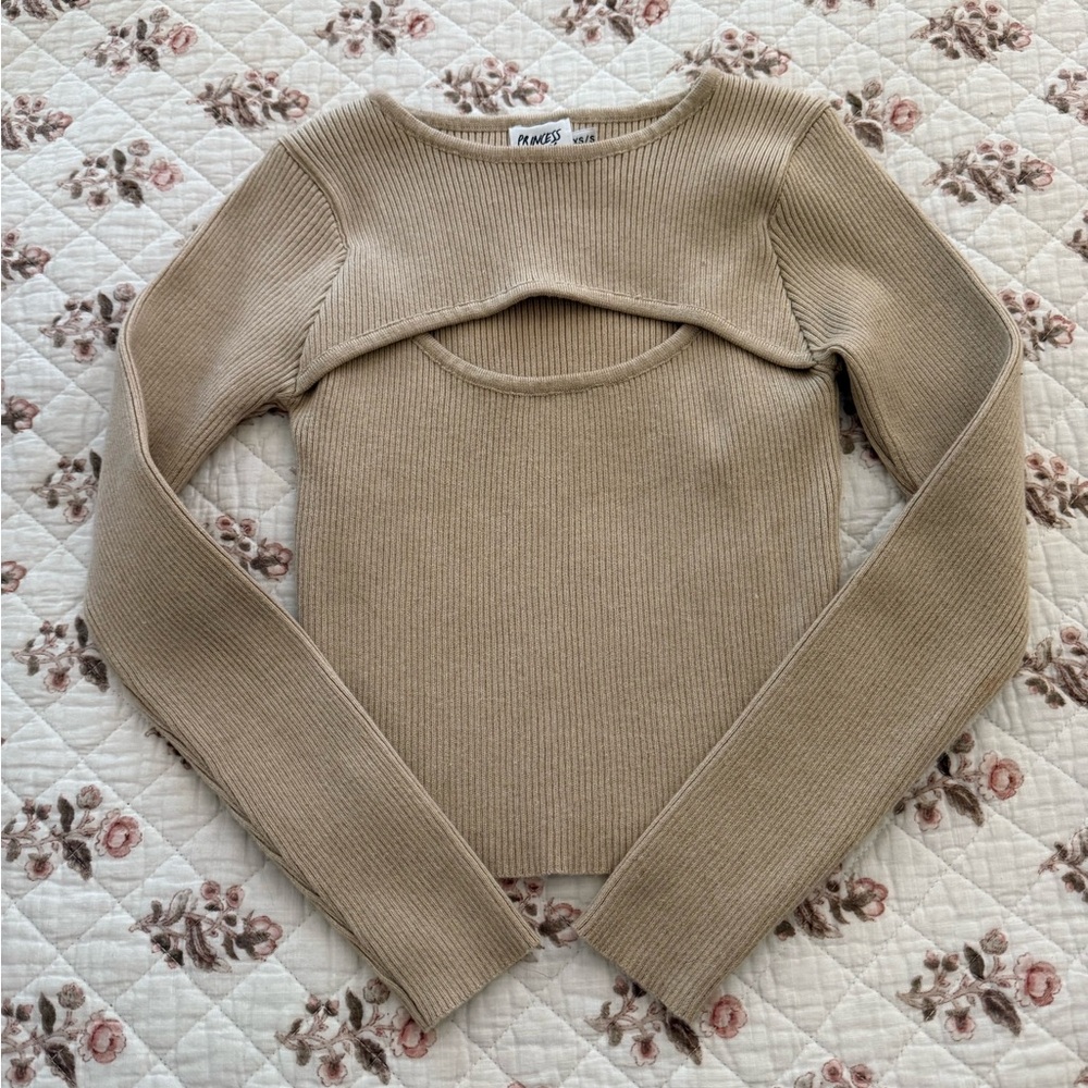 Princess Polly Tan Ribbed Sweater